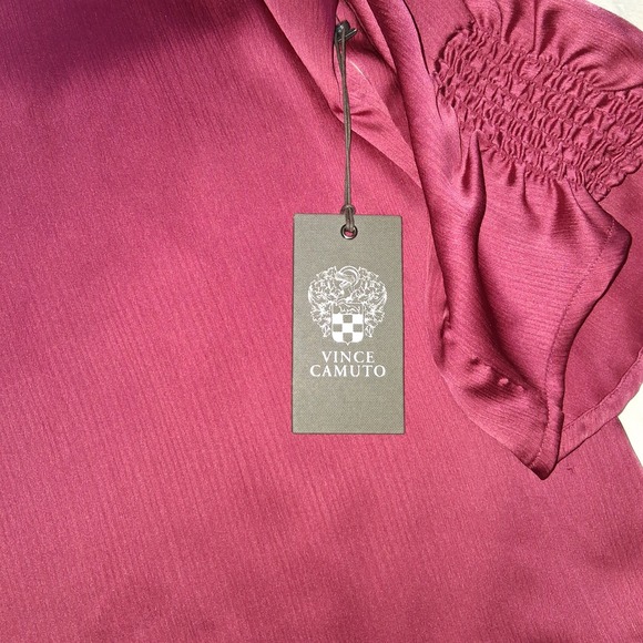 Vince Camuto Pink Rose Ribbed Bell Sleeve Top Blouse Women M NWT - Picture 5 of 8